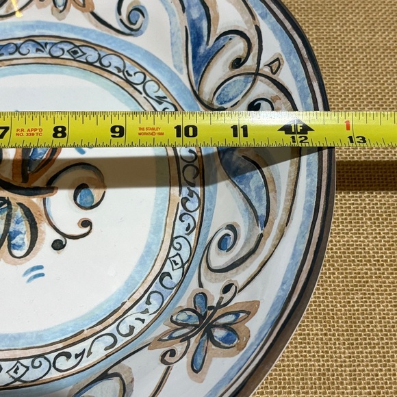 Le Cadeaux Melamine Fleur De Lis Large Serving Salad Pasta Bowl 12.5" X 8" X 3" - Picture 9 of 12